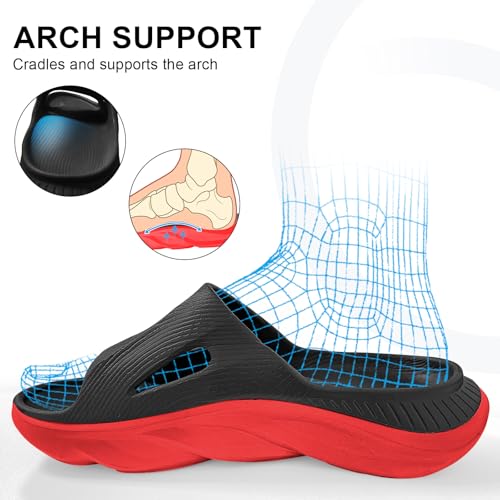 VIYEAR Womens Mens Recovery Slides with Comfortable Plantar Fasciitis Arch Support,Unisex Orthotic Walking Thick Cushion Sport Sandals Reduces Stress on Feet2