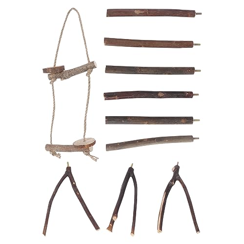 Garneck 1 Set Hanging Parrot Wood Stand Rack for Cockatiels Parakeets Birds Playground for Adventure Exploration Promotes Physical Activity Health