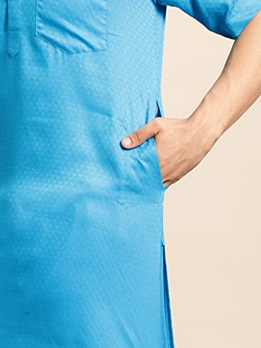 Image of Rajubhai Hargovindas Men's Pure Cotton Woven Design Half Sleeve Kurta