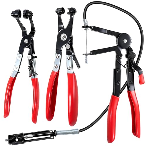 3 Pezzi Pinza per Fascette Stringitubo, Pinze Stringitubo Collo Dritto, Pinze per Tubi a Molla Flessibili Attrezzi Riparazione Auto per Remover e Installazione