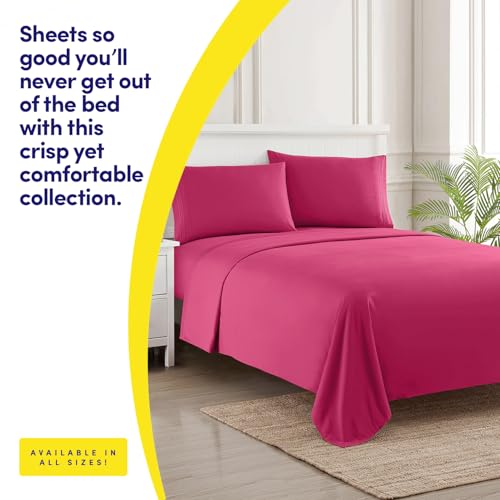 Image of 1500 Supreme Collection Extra Soft RV Queen Sheet Set, Fuscia- Luxury Bed Sheet Set with Deep Pocket Wrinkle Free Bed Sheets, RV Queen Size, Fuscia