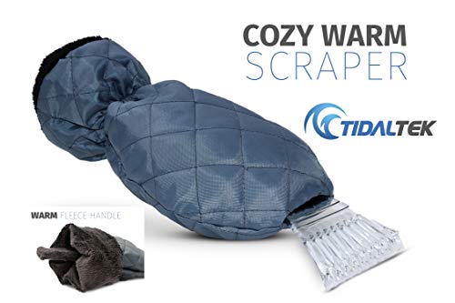 TidalTek Ice Scraper Mitt - 2018 Premium Waterproof Glove Featuring Thick Fleece Lining Inside Mitt and On Scraper Handle for Extra Warmth and Protection