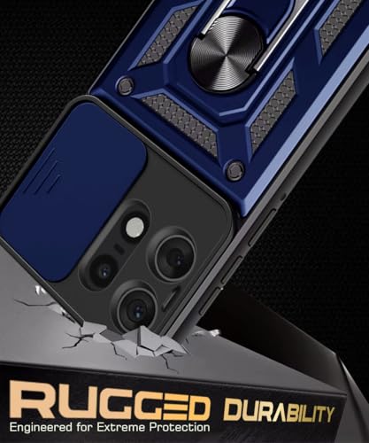 Image of WOW IMAGINE Tough Armor Bumper Mobile Back Case for Motorola Moto Edge 50 Pro | Sliding Camera Shield Cover | Shock Proof 360 Protection | Hybrid PC + TPU | Ring Holder with Kickstand - Blue