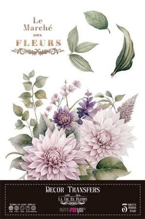 PAPERSFORYOU Decor Transfers Dalias 20x30cm. 3 Hojas.