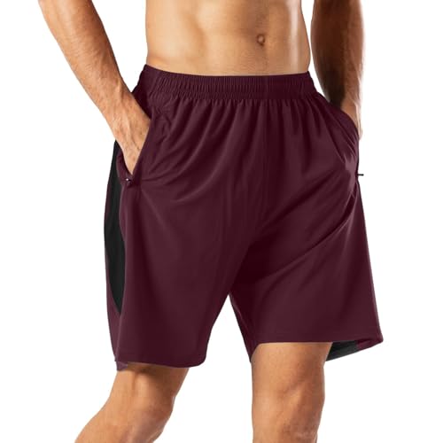 HMIYA Herren Sport Shorts Kurze Hose mit Reißverschlusstasch | Sporthose Laufhose Herren Kurz，Schnell Trocknend Trainingshose，Workout Essentials Woven Short