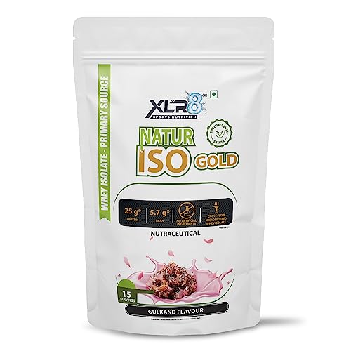 31% OFF on XLR8 Natur Iso Gold Whey Protein Isolate, 25g Protein, 5.7g BCAA, Sweetened with Stevia, VEGETARIAN, ZERO SUGAR, Muscle Support and Recovery.