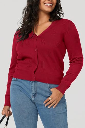 Image of Arach&Cloz Women's Soft Cropped Cardigan Casual Lightweight Shrug Sweater Tops