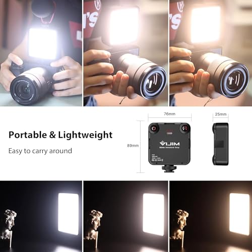 LED Video Light, VL81 On Camera Light with 3 Cold Shoe Rechargeable 3000mAh Battery Bicolor Dimmable 3200K-5600K CRI95+ Portable Photography Photo Lighting Panel for YouTube DSLR Camcorder Vlog