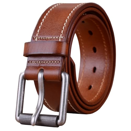 Men's Belt Full Grain Leather 1.6 Inch Width Casual Jeans Belt