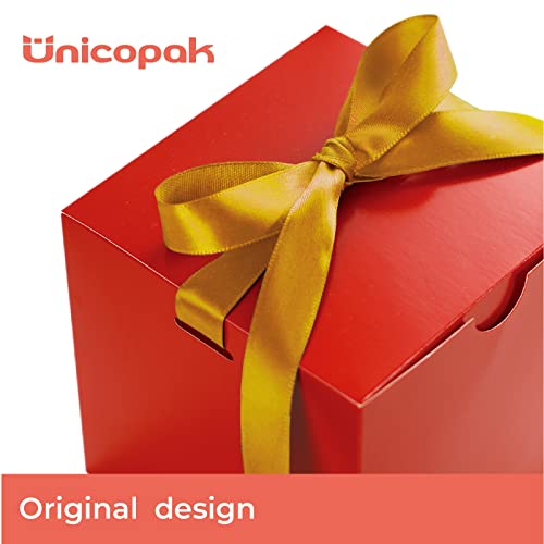 Unicopak 50 Pcs 4X4X4 Gift Box, Red Gift Boxes With Gold Ribbons, Small Gift Boxes For Favors, Ornaments, Candles, Mugs, Treats, Crafting, For Birthday, Party, Celebration, Wedding, Christmas #TOP2