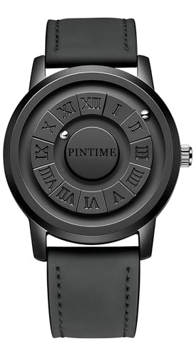 Montre à quartz magnétique étanche pour homme avec bracelet cuir ou acier 3D