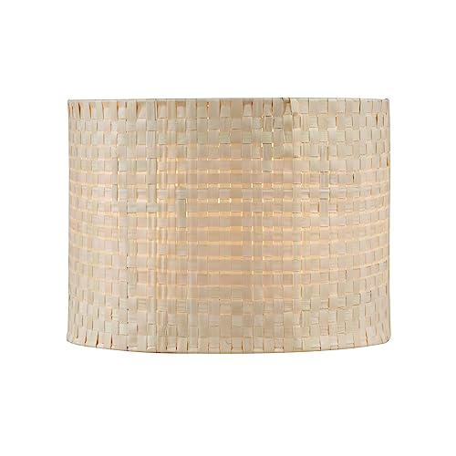 Image of Aspen Creative 31603, Drum Spider Lamp Shade, Natural Palm Leaf, 12 inch Top x 12 inch Bottom x 9 inch Height