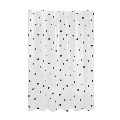 iDesign Dots PEVA Shower Curtain– Water Resistant Bathroom Shower Curtain with 12 Rust Resistant Metal Grommets for Shower or Tub – Perfect for Master and Guest Bathroom - 72