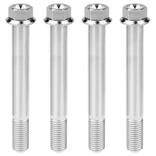 Image of Titanium Bolt M12 30 35 40 45 50 55 60 65 70 75 80 85 90mm Hex Small Flange Head for Motorcycle Car Modification Pack of 4 (M12x90mm Pitch 1.25, Silver)