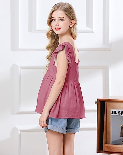 Image of Bingerlily Girls Summer Casual Tops Ruffle Short Sleeve T Shirts Cute Babydoll Tees