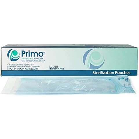 Primo Dental Products SP350 Self Seal Sterilization Pouches, 3.5" x 10", Pack of 200 Cover