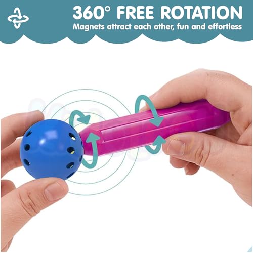 Image of Kidology Magnetic Building Blocks Toys | Playing Stacking Game Magnetic Sticks & Balls for Kids Toy | Magnet Construction Build Kit Preschool Learning Educational Toys 3D Puzzle (64 Pieces)