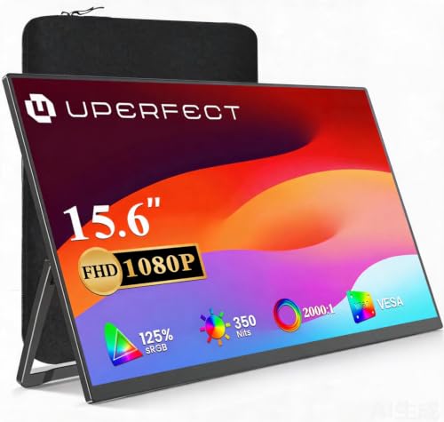 UPERFECT Ecran Portable, 15,6 Pouces Ultra Moniteur Portable 1920x1080 125% sRGB 2000:1 FHD avec Type-C Mini HDMI Eye Care écran PC pour Ordinateur Portable/PC/Téléphone