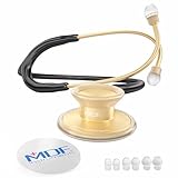 MDF Instruments, Acoustica Leichtes Stethoskop für Ärzte, Krankenschwestern, Studenten, häusliche Pflege, Erwachsene, Doppelkopf, Gratis Teile, MDF747XP-K11, gold | Schwarz