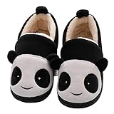  Sisttke Mädchen Hausschuhe Jungen Winter Baumwolle Pantoffeln mit Cartoon ,Katzenbär Schwarz, Gr- 30-31 EU/ Herstellergröße- 210
