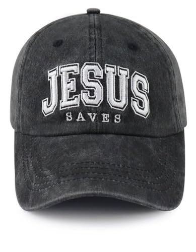 Christian Gifts for Men Women, Faith Over Fear Baseball Cap, God Religious Jesus Saves Hat, Retirement Christmas Birthday Gifts for Dad Mom Papa Mama Black
