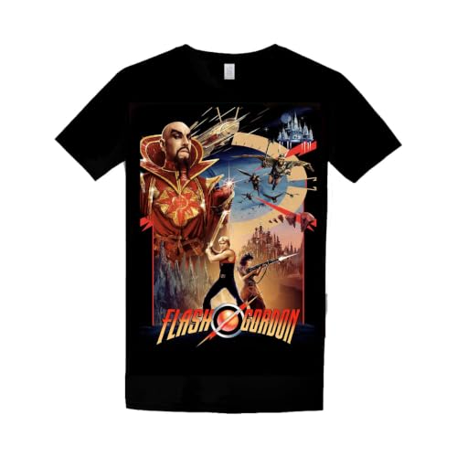 Image of Wild Star Hearts Flash Gordon - Space Opera Superhero Classic 80's Superhero Sci-Fi Film Fan Merchandise T-Shirt Black