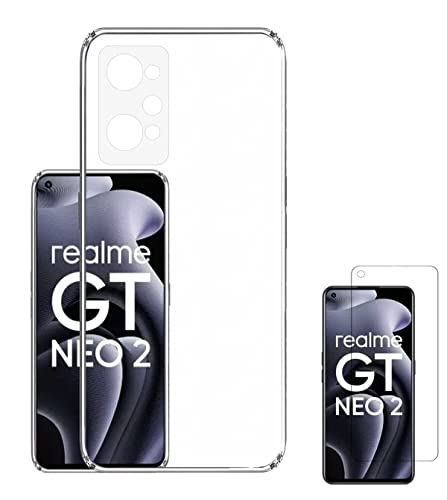 Image of Soft Flexible Silicone Back Cover Compatible with Realme GT NEO 2, Transparent Case + Screen Guard