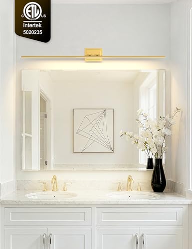Image of VOLISUN Bathroom Vanity Light 55 inch, 36W Dimmable 5CCT Led Bathroom Light Fixture Over Mirror, Gold Bar Vanity Light for Bathrooms-ETL Certificated