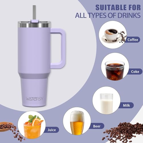 WATERSY 40oz Kaffeebecher to Go Thermobecher Doppelwandiger Edelstahl Vakuum Auslaufsicher Trinkbecher mit Griff und Strohhalm Thermal… – Ansicht 2