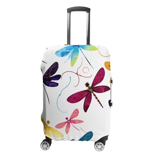 Colorful Dragonfly Luggage Cover Travel Suitcase Covers for Luggage Elastic Carry on Luggage Covers for Suitcase Tsa Approved Washable Luggage Sleeve Protector Fits 18-32 Inch XL