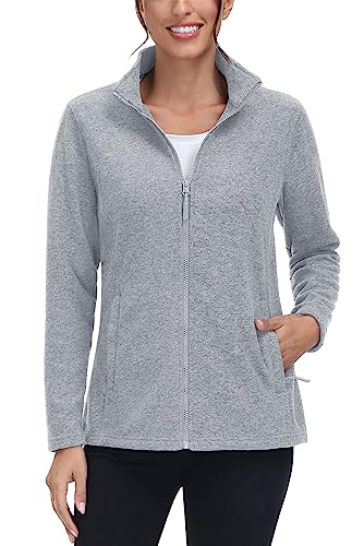 TACVASEN Women's Full Zip Fleece Jacket Lightweight Jacket Womens Winter Warm Coats with 2 Zipper Pockets