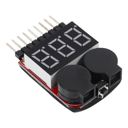 1-8S Lipo Battery Tester with LED Indicator and Low Voltage Buzzer Alarm Digital Voltage Check Tool for Rc Models and Lithium Battery Monitoring