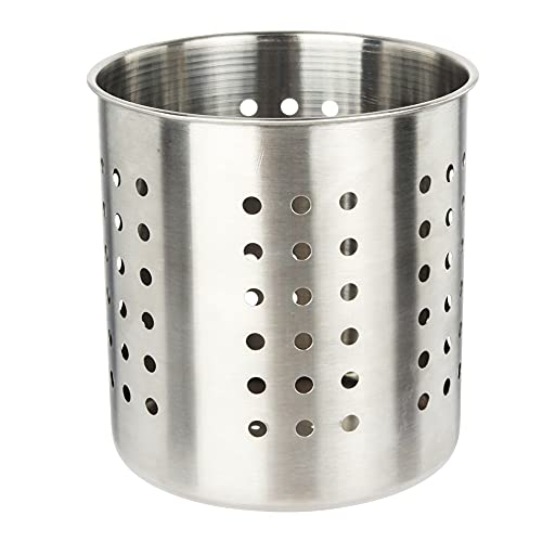 Saiveina Stainless Steel Utensil Holder Kitchen Holder Restaurant Cooking Utensil Holder for Forks Spatula, 5.3” x 5.1″ Round Utensil Organizer