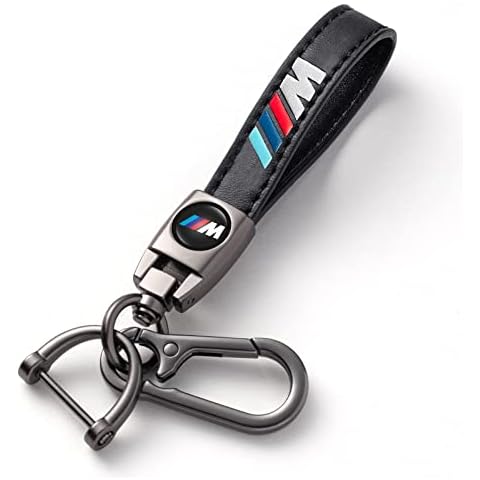 Leather Keychain for Car, Car Keychain Keyring with Logo for Men and Women Car Accessories, Family Present, Black, For Bm-w-m, Unisex Cover