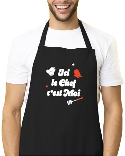 Kiribou Tablier de Cuisine Ici le Chef, c'est Moi – Cadeau Humoristique et Pratique