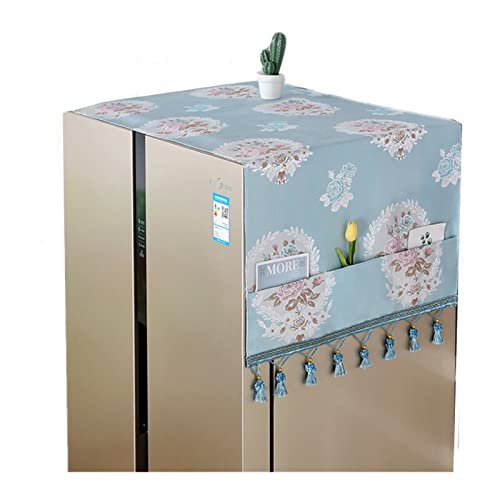 洗濯機カバー 冷蔵庫洗濯機カバー布ヨーロッパのダブルドア冷蔵庫カバーダストカバークロス付きストレージポケット付き ホームランドリー防水カバー用 (Color : A, Size : 70*170cm)のサムネイル