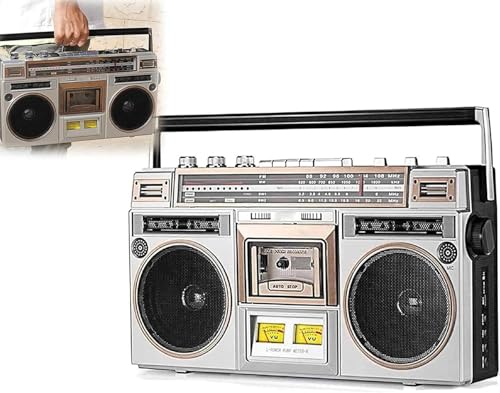 Reproductor de cinta de CD de casete, estilo clásico de los años 80 con radio FM y DAB+, perfecto para familias y entornos vintage