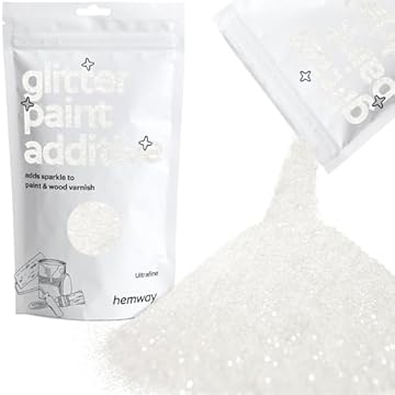 Hemway Glitter Paint Additive - White Iridescent | 100g Ultrafine Metallic Flakes for Adding Sparkle to Paints & Wood Varnish | Add to Emulsion, Acrylic & Latex for Indoor Sparkly Walls
