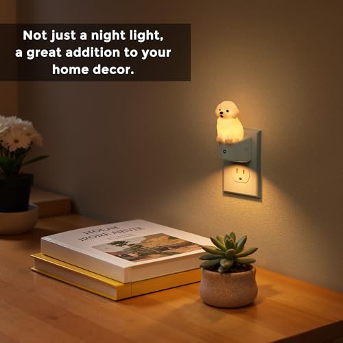 Image of L LOHAS LED Night Light for Kids,3D Cute Puppy Night Lights,Golden Retriever with Dusk to Dawn Sensor, RGB+Soft White 3000K,Dog Night Light,Birthday Gift Nightlight for Kids, Room Decor,2Pack