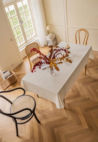 Nappe blanche jacquard pour table rectangulaire repas KnSam - 4