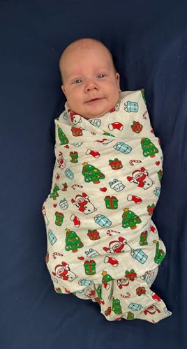 Image of Muslin Swaddle Blanket for Unisex, Soft Breathable and Skin-Friendly Baby Swaddles for Boys & Girls, Baby Blanket, Newborn Receiving Blanket, Christmas Blankets Babies, Large 42 x 47 inches