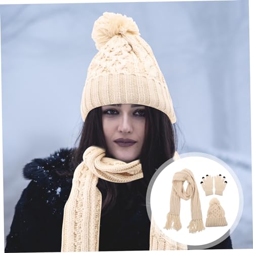 1set Hat Scarf Gloves Set Warm Knitted Beanie Touchscreen Gloves and Cozy Scarf for Men and Women Accessories for Outdoor Activities and Fashion Events3