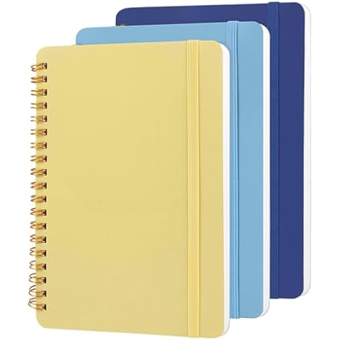 Utron 3 PCS Small Spiral Notebook 5x7, Notebooks for Note Taking, Blue Color Scheme Spiral Journal Notebook, Work Notebook Small Notebooks 5x7 with Strap, Cute Notebooks for Women 70 Sheets/Note Books Cover