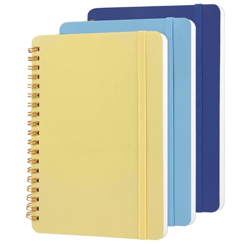 Utron 3 PCS Small Spiral Notebook 5x7, Notebooks for Note Taking, Blue Color Scheme Spiral Journal Notebook, Work Notebook Small Notebooks 5x7 with Strap, Cute Notebooks for Women 70 Sheets/Note Books