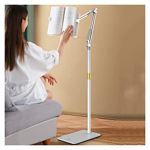 JacCos ブックラック フロアスタンディング 読書ラック スタンド 怠惰な本棚、本を読むためのフロアスタンド、折りたたみ式ミュージックスタンド ポータブルブックホルダー、折りたたみ式電話タブレットマウントホルダー(色:ホワイト)(ホワイト)