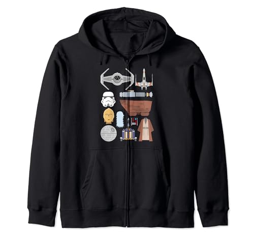 Star Wars Essentials Doodles Zip Hoodie - Sweat à capuche imprimé pour fan