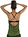 icyzone Femme Débardeur de Sport avec Soutien-Gorge intégré, Fitness Yoga Tank Top 2 in 1 (L, Green Heather)