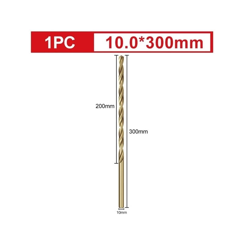 1 Szt. 2,5 Mm-10 Mm 300 Mm Bardzo Długie Wiertło Spiralne M35 Auger Do Metalu Drewno Wiertło Do Głębokiego Otworu Ze Stali Nierdzewnej(10x300mm)