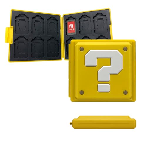 BAYINBROOK Estuche de Tarjetas de Juego para Nintendo Switch, Portátil Caja de Tarjeta de Juego Switch Soporte de Tarjeta de Juego, Gran Capacidad de 12 Ranuras (Yellow Question)