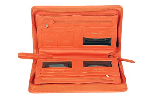 Image of Sukeshcraft Multiple Cheque Book Holder | Original PU Holds Upto 8 Cheque Books, Orange
